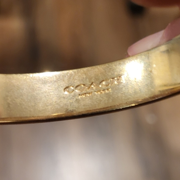 Coach Pink & Gold Tones Hinged Bangle Bracelet - Picture 4 of 5